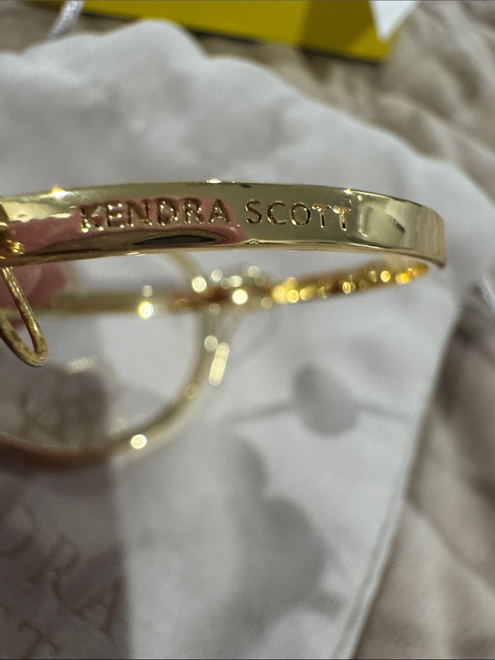 Kendra Scott Gold Hoop Earrings with Iridescent Stones - Picture 5 of 5